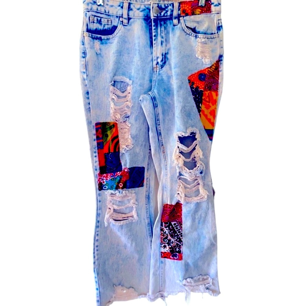 Patchwork Distressed Women's Jeans - image 1